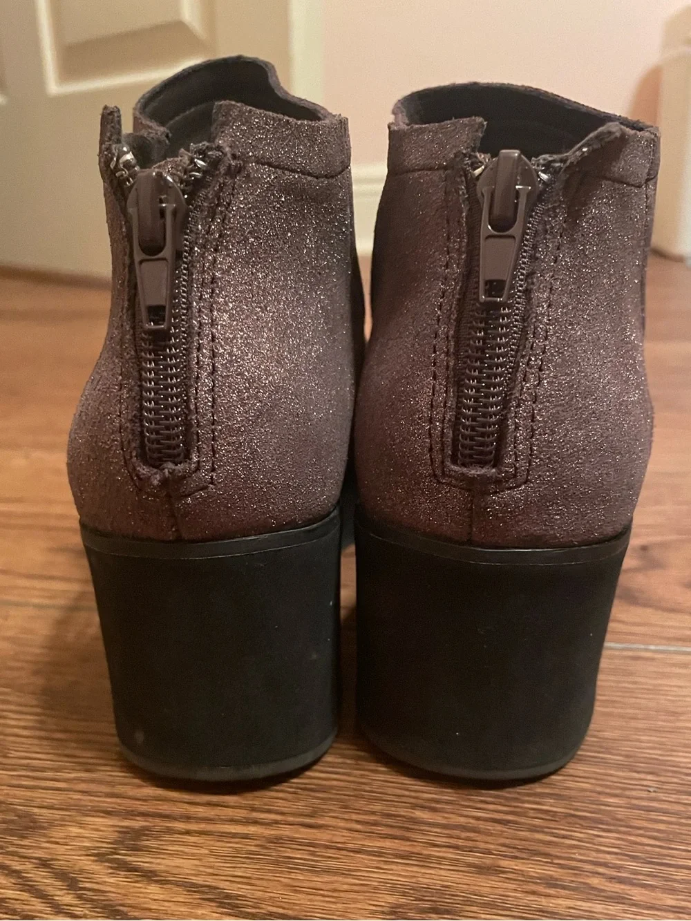 VOLATILE Bianca Ankle Booties Brown Metallic Side Cutout Wedge Heel Fall Boho
